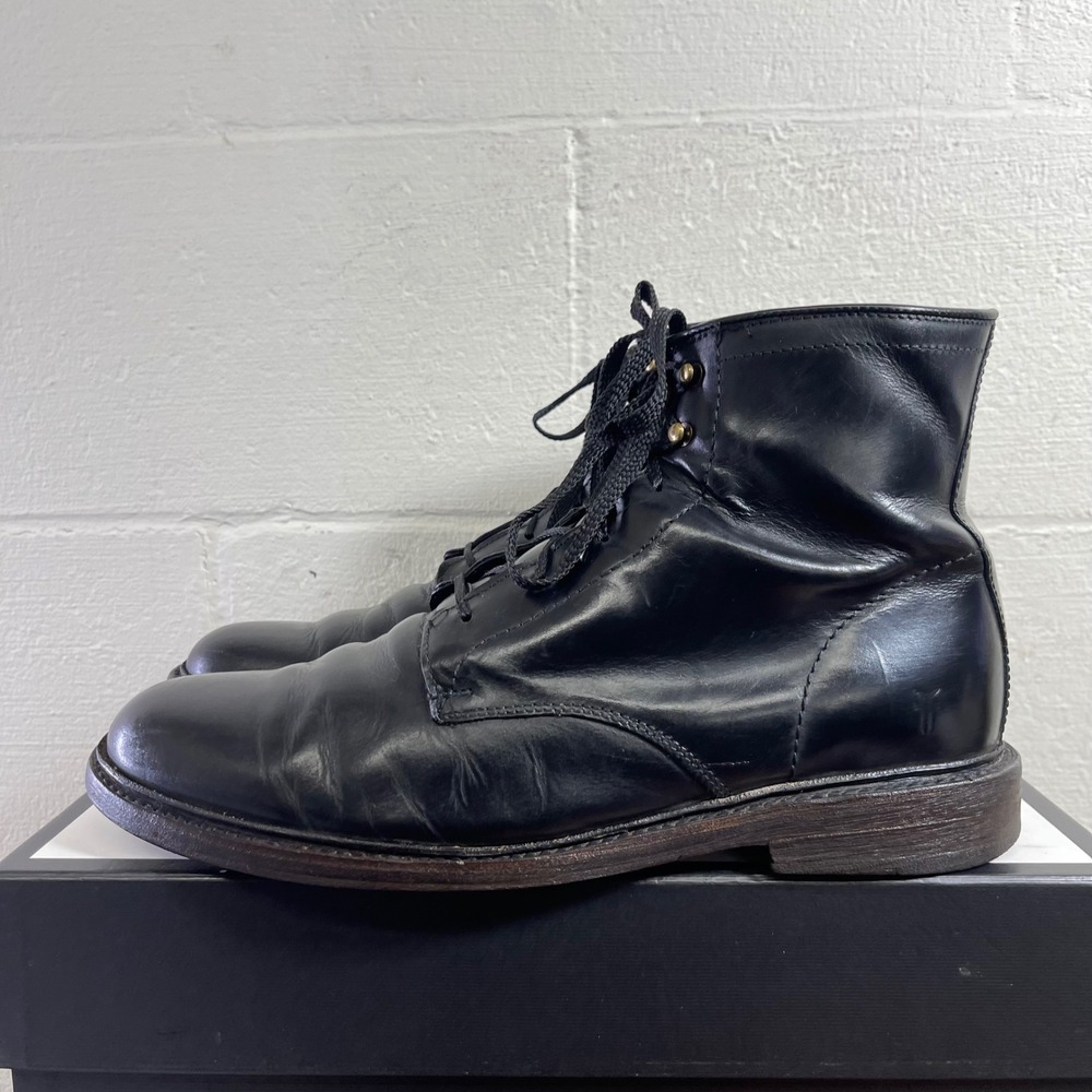 Frye Black Leather Lace-Up Men's Boots - Picture 4 of 13
